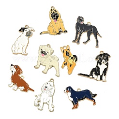 合金エナメルペンダントセット  犬のチャーム  ゴールドカラー  ミックスカラー  23~44x23~46.5mm  穴：2.5mm  20個/セット&nbsp;ENAM-CJC0013-24