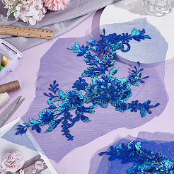Flower Polyester Embroidery Sew on Appliques&nbsp;PATC-WH0020-33E