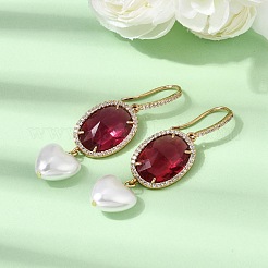 Brass Micro Pave Cubic Zirconia Dangle Earrings&nbsp;EJEW-G471-10G-03