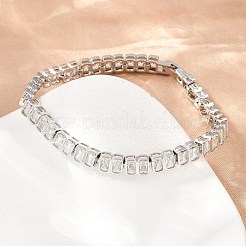 女性用真鍮パヴェクリアキュービックジルコニアテニスブレスレット  ラックめっき  長持ちメッキ  カドミウムフリー＆鉛フリー  プラチナ  7.52インチ（19.1cm）&nbsp;KK-CBA68DA-12P