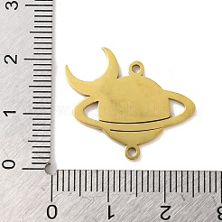 304ステンレススチール中空コネクタチャーム  レーザー切断  月のある惑星  18KGP本金メッキ  20x23.5x1mm  穴：1.5mm&nbsp;STAS-Z069-04G