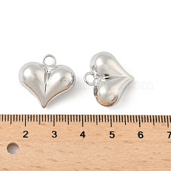 ハート真鍮のペンダント  ラックめっき  長持ちメッキ  カドミウムフリー＆鉛フリー  プラチナ  19x20x10mm  穴：3mm&nbsp;KK-M327-02D-P