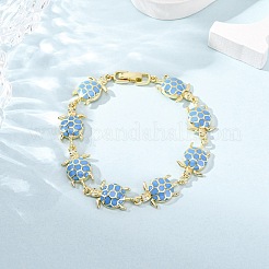 Brass Micro Pave Clear Cubic Zirconia Link Bracelets for Women&nbsp;BJEW-H209-04G