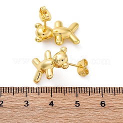 真鍮製スタンドピアス  鉛フリー＆カドミウムフリー  長持ちメッキ  ラックめっき  クマ  18KGP本金メッキ  18x12mm&nbsp;EJEW-R016-24G