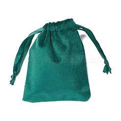 ビロードのアクセサリー類の巾着袋  サテンリボン付き  長方形  ティール  10x8x0.3cm&nbsp;TP-D001-01A-04
