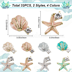 32Pcs 8 Styles Alloy Enamel Cabochons&nbsp;DIY-CP0011-23