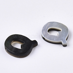 天然な黒リップシェルビーズ  トップドリルビーズ  文字.q  Q：11x8.5x2.5mm  穴：0.6mm&nbsp;LS-SSHEL-S265-001Q