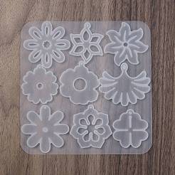 DIYペンダントシリコンモールド  レジン型  UVレジン用  エポキシ樹脂ジュエリー作り  ホワイト  花  133x131x4.5mm  穴：1~4x1~2.5mm  内径：36~45x31~49mm&nbsp;DIY-A061-02