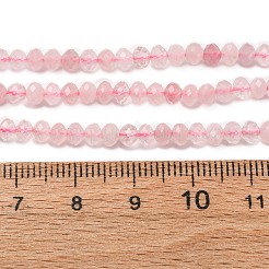 天然石ローズクォーツビーズ連売り  ロンデル  多面カット  4x3mm  穴：0.5mm  約128個/連  14.96