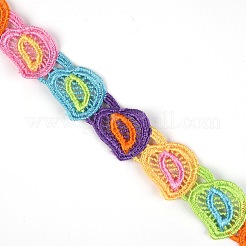 ポリエステルリボン  刺繍アップリケソーイングリボン  ハート  カラフル  1インチ（24mm）  15ヤード/カード&nbsp;FW-TAC0004-02