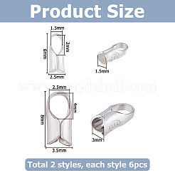12Pcs 2 Styles S925 Sterling Silver Cord End&nbsp;STER-HS0001-32B
