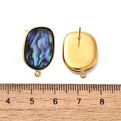 304 Stainless Steel Pave Natural Paua Shell Stud Earring Findings&nbsp;STAS-Z125-07G