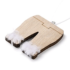クリスマス未完成の木製ペンダント装飾  壁の装飾  麻紐と鉄の輪付き  ズボン  12.6cm&nbsp;LS-WOOD-D026-01E