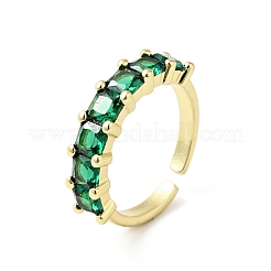 Green Cubic Zirconia Open Cuff Rings&nbsp;RJEW-G262-05G
