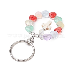 Glass & Synthetic Turquoise & Synthetic Moonstone Keychain&nbsp;KEYC-JKC01031
