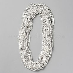 合金ラインストーンカップチェーン  イミテーションパールリンク付き  銀  2x2x2.5mm  10 M /袋&nbsp;FIND-WH0061-63S
