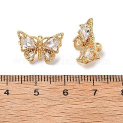 真鍮マイクロパヴェクリアキュービックジルコニアペンダント  蝶  18KGP本金メッキ  12x16x10mm  穴：3mm&nbsp;KK-A259-25B-G