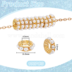 100 個の ABS プラスチックスペーサービーズ  フラットラウンド  ゴールドカラー  11.5x3.5mm  穴：4.5mm&nbsp;KY-UN0001-11G