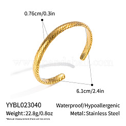 7.6mm 304ステンレススチール製 ヴィンテージ風しわ加工 薄型ペンカフバングル（女性用）  18KGP本金メッキ  内径：2.40インチ（6.1cm）&nbsp;DW7125