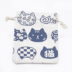 Kitten Polycotton(Polyester Cotton) Packing Pouches Drawstring Bags&nbsp;X-ABAG-T006-A19