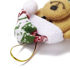 不織布クリスマスペンダントデコレーション  プラスチックの目で  クマ  キャメル  190mm&nbsp;LS-AJEW-P099-07