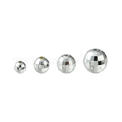 多面カットラウンドメッキアクリルビーズ  銀メッキ  6~12mm  穴：1~2mm  300個/セット&nbsp;PACR-YW0001-21