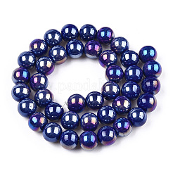 Electroplate Opaque Glass Beads Strands&nbsp;GLAA-T032-P10mm-AB03
