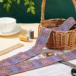 7M Ethnic Style Embroidery Flower Polyester Ribbon&nbsp;OCOR-WH0078-235