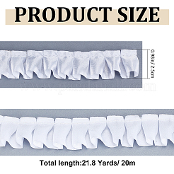 20M Polyester Satin Pleated Lace Ribbon&nbsp;OCOR-WH0093-01B
