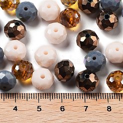ガラスビーズ  多面カット  ロンデル  バリーウッド  10x8mm  穴：1mm  約62個/56g&nbsp;LS-EGLA-A034-SM10mm-34