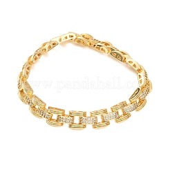 Rectangle Brass Micro Pave Clear Cubic Zirconia Link Chain Bracelets for Women&nbsp;BJEW-F530-04G