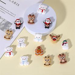 18個9スタイルのクリスマステーマの食品グレードの環境に優しいシリコンフォーカルビーズ  混合図形  ミックスカラー  27~32x22~32.5x9~9.5mm  穴：2.5mm  2個/スタイル&nbsp;SIL-SZ0001-16