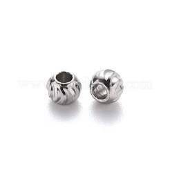 変色しにくい201ステンレススチール製波形ビーズ  ラウンド  ステンレス鋼色  3x2.5mm  穴：1.2mm&nbsp;STAS-S103-17A-P