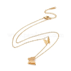 Ion Plating(IP) 304 Stainless Steel 3D Butterfly Pendant Necklace for Women&nbsp;NJEW-A004-27G