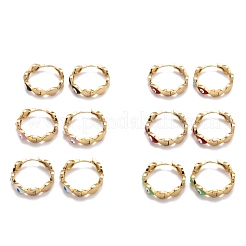 Brass Enamel Huggie Hoop Earrings&nbsp;EJEW-F264-18-G