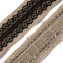 黄麻布リボン  ヘシアンリボン  ジュートリボン  レースで  ジュエリー作りのための  ブラック  1-1/2インチ（38mm）  約2m /ロール  24のロール/袋&nbsp;OCOR-S126-01