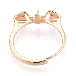 Flower & Bowknot Brass Micro Pave Clear Cubic Zirconia Adjustable Ring Settings&nbsp;KK-T076-78G