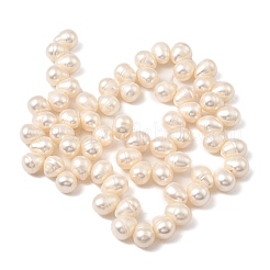 天然養殖淡水パールビーズ連売り  ライス  グレード4a+  トップ掘削  フローラルホワイト  9~10mm  穴：0.6mm  約63個/連  15.94''（40.5センチメートル）&nbsp;PEAR-I007-04G-01A
