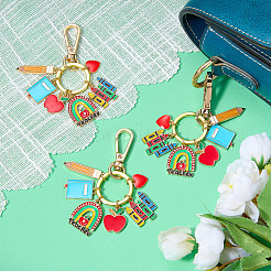 3Pcs Teachers' Day Zinc Alloy Enamel Keychains&nbsp;KEYC-SW00021