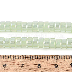ABカラーメッキ模造ヒスイガラスビーズ連売り  フラットラウンド  ダークシーグリーン  6~6.5x3mm  穴：1~1.2mm  約111~119個/連  14.17~15.16''（36~38.5センチメートル）&nbsp;GLAA-T026-3x6mm-J02