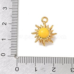 304ステンレススチールエナメルペンダント  太陽のチャーム  イオンプレーティング（ip）  ゴールドカラー  17x14.5x5.5mm  穴：1.6mm&nbsp;SA-CBA22DE-01G