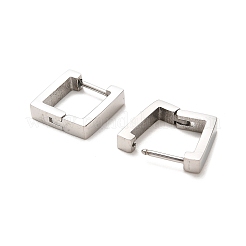 202 ステンレススチールフープピアス  304ステンレスピン付き  正方形  12x3x12mm&nbsp;LS-EJEW-C076-06D-P