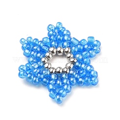 手作りガラスシードビーズ織りビーズ  プラスチック製の模造パールビーズ付き  花  ミックスカラー  20~25x2mm  穴：4.5mm&nbsp;PALLOY-JF00497