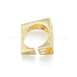 Cubic Zirconia Square Triple Layer Open Cuff Ring&nbsp;RJEW-N037-035A