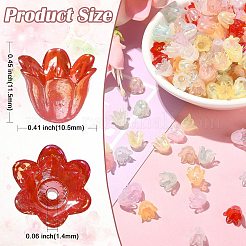 300枚の花びらのイミテーションゼリーアクリルビーズキャップ6個。  ABカラーメッキ  花  ミックスカラー  11.5x10.5x8.5mm  穴：1.4mm&nbsp;JACR-CJ0001-02
