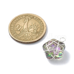 透明なガラスのスターペンダント  銅線を巻いたパーツあり  長持ちメッキ  ミックスカラー  19.5x15x8mm  穴：3mm&nbsp;PALLOY-JF02355