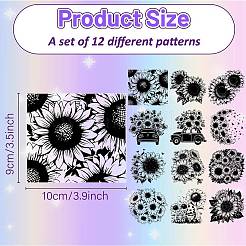 PVC ランプ フィルム diy カラフルな光ぶら下げランプ曇らされたガラスの瓶  ヒマワリ  100x90mm  12スタイル  1個/スタイル  12個/セット&nbsp;DIY-WH0505-031
