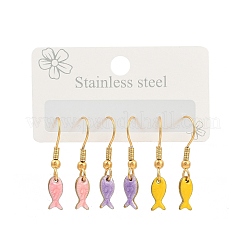 Ocean Series 304 Stainless Steel Enamel Dangle Earrings&nbsp;EJEW-K017-01E-G