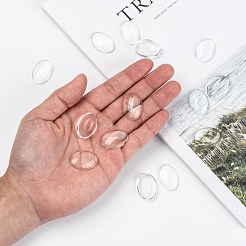 クリアガラスカボション  カメオ写真ペンダントクラフトジュエリー作成のための透明なガラスの楕円形のカボション  透明  25x18x5mm&nbsp;GGLA-R022-25x18
