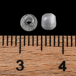模造キャットアイガラスシードビーズ  ツートン  ラウンド  ホワイト  4x3mm  穴：1.2mm  約10g /セット  140個/セット&nbsp;GLAA-U006-01E